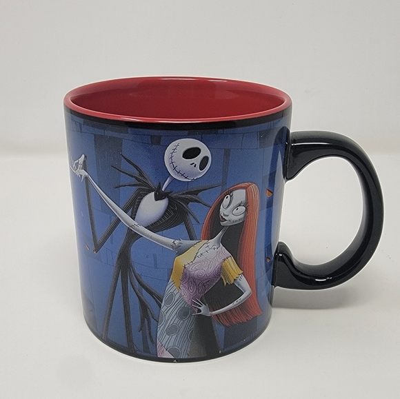 Disney Nightmare Before Christmas Jack & Sally Xlarge Ceramic 20 oz Mug Red Blue - Picture 6 of 6